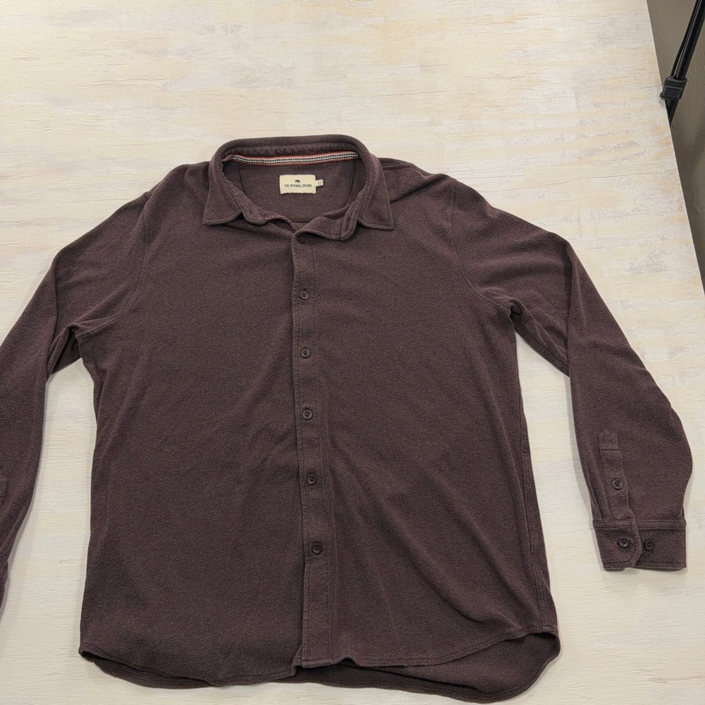 The Normal Brand Shirt XXL Long Sleeve Knit Button Down Plum Purple Mens